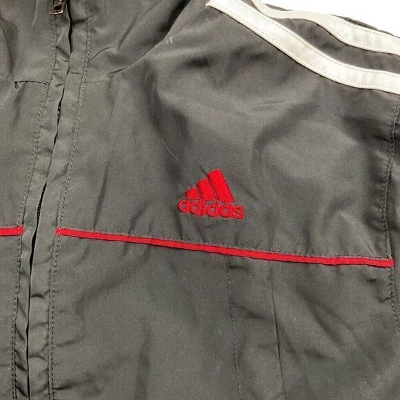 Adidas Full Zip Track Jacket Boys Size 7 Black & Red - Picture 3 of 8